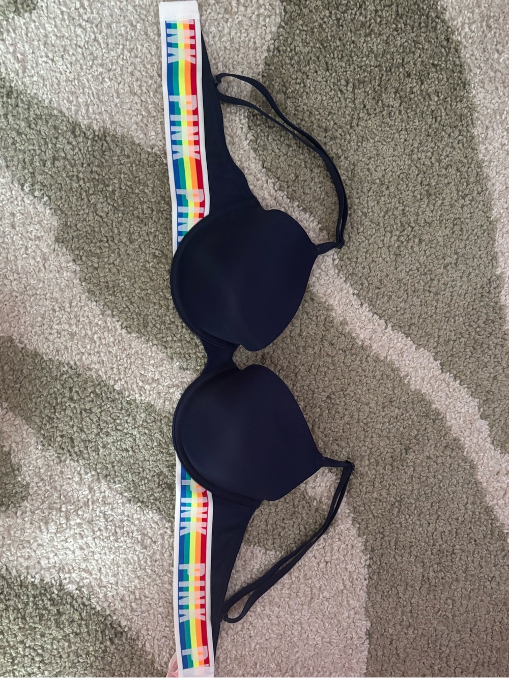PINK Victoria's Secret Navy Blue Rainbow Wear Everywhere Lightly Lined Bra 36B - Picture 12 of 12